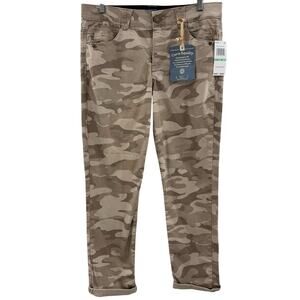 NWT Democracy ‘Ab'Solution Camo Neutral Brown Color Ankle Cropped Jeans Size 8